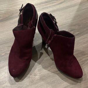 Dressy Burgundy Ankle Boots with Zipper